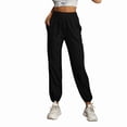 thumbnail image 2 of Women'S Casual High Waist Sports Pants Elastic Nine-Point Pants Black S, 2 of 9