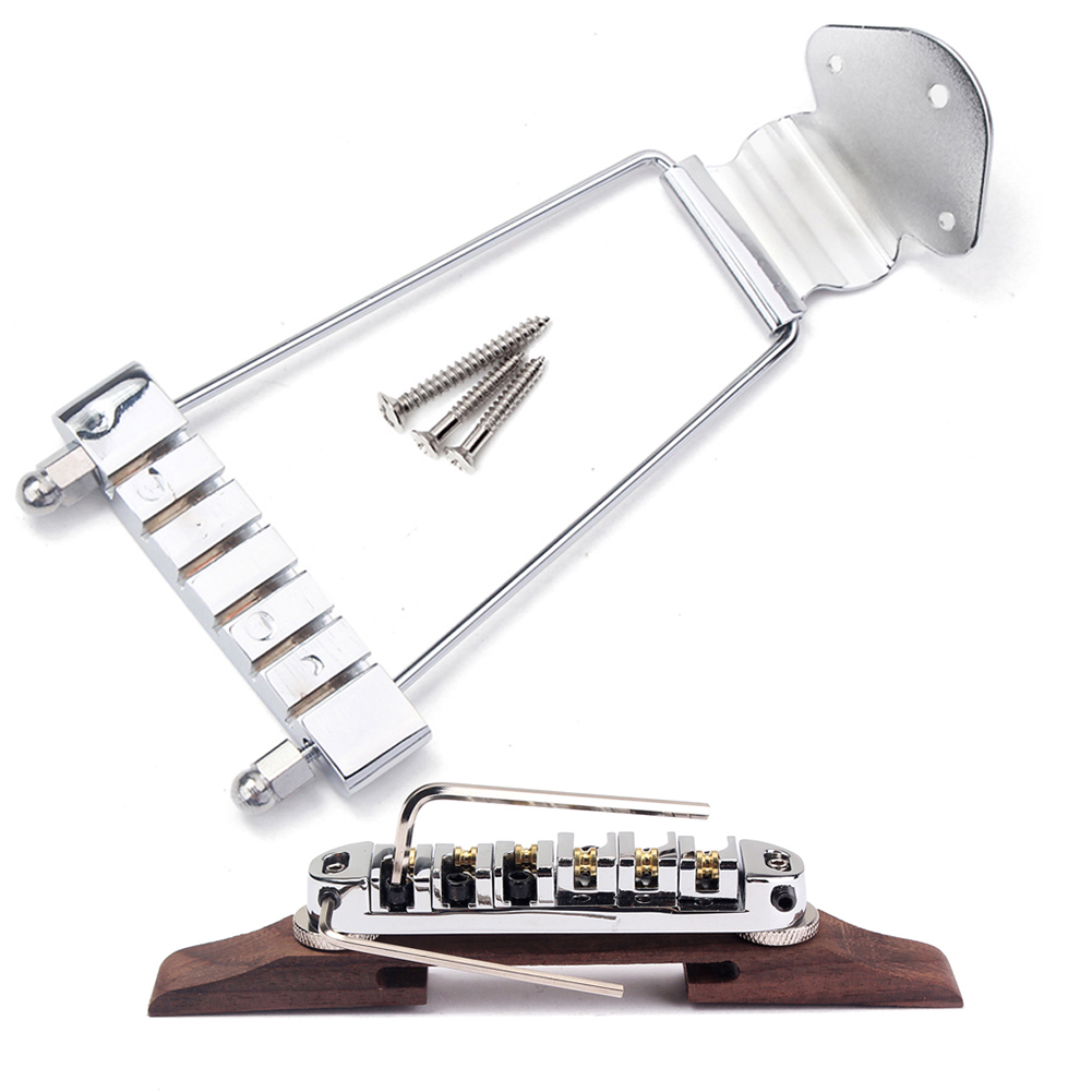 UDIYO Height Adjustable Wooden Bridge Tailpiece Set for Archtop Jazz