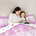 thumbnail image 5 of jejeloiu Cute Bow Ribbon Queen Comforter Set,Cartoon Bow Knot Bedding Sets,White Pink Ombre Bedding Comforter Set For Girls Kids,Ultra Soft Home Decor Reversible,3 Pieces, 5 of 8