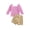 Rose, variante sur Ensemble 2 Pcs pour Tout-Petites Filles, Couleur Unie, Tricot Côtelé, Hauts à Manches Longues Bouffantes + Ensemble de Shorts en Cuir PU avec Boutons