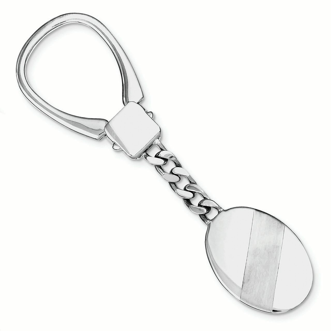 Accessory Key Ring Sterling Silver Brushed and Polished Key Chain