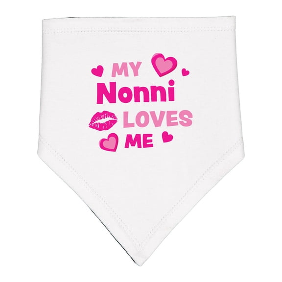 Inktastic Valentine's Day My Nonni Loves Me Hearts and Lips Baby Bandana Bib