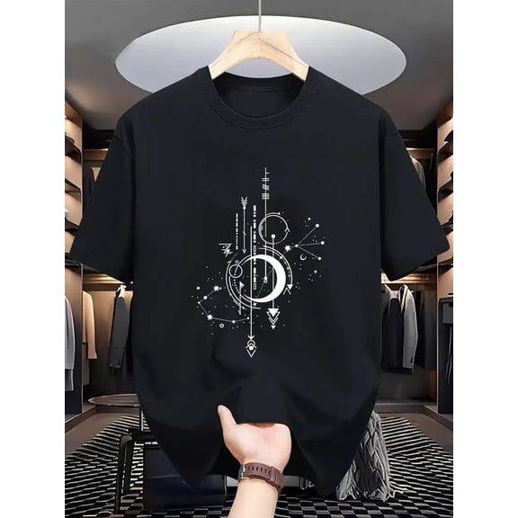Men's Galaxy Symbol Graphic Tee - Perfect for Summer Outdoor Activities | Casual Street Style Round Neck T-Shirt