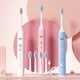 thumbnail image 1 of Cepillo de dientes eléctrico con 4 cabezales y carga USB, 5 modos y temporizador de 2 minutos, impermeable IPX7 para adultos - blanco, azul o rosa, 1 of 9