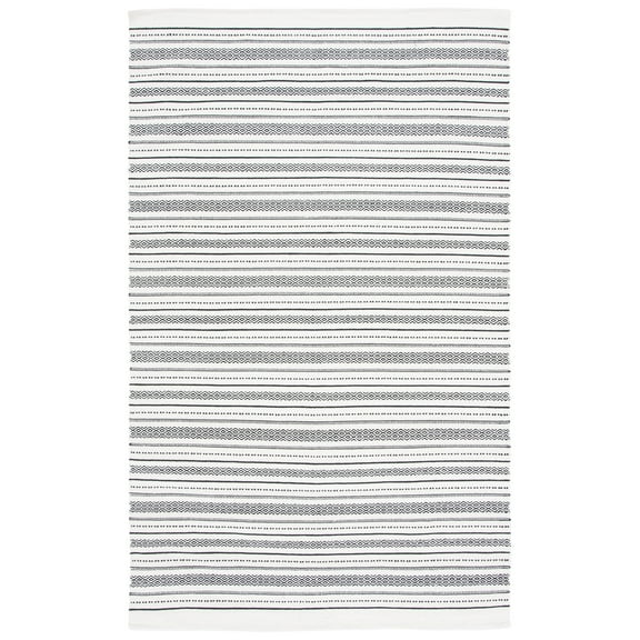SAFAVIEH Kilim Jay Striped Cotton Area Rug, Ivory/Black, 3' x 5'