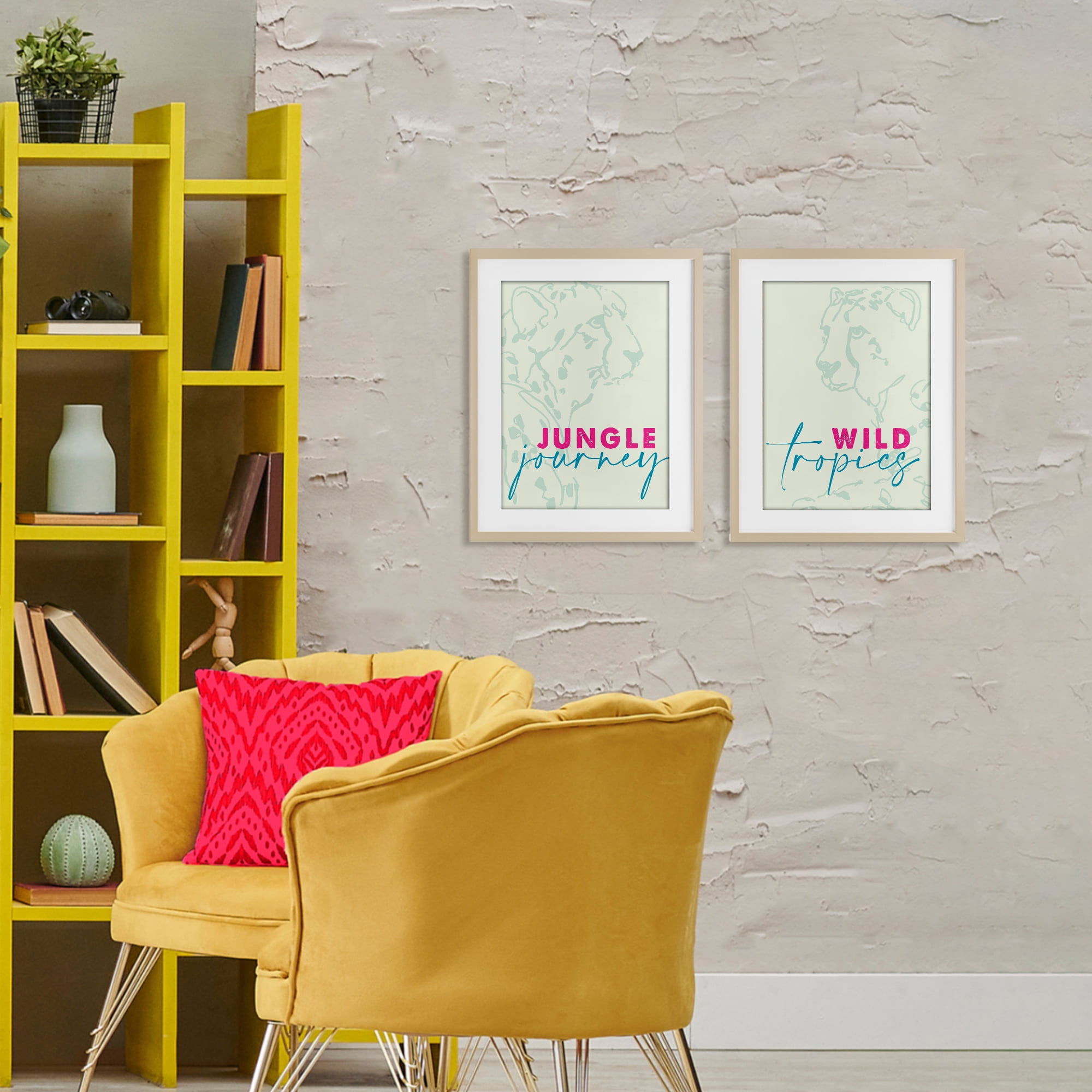 Stupell Industries Wildlife Phrases Cheetahs 2 Piece Birch Framed Print Under Glass Set, design by Lanie Loreth