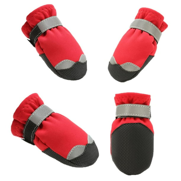 4 Uds perro mascota cachorro lluvia nieve botas zapato antideslizante impermeable para protección de Rojo-s Zulema Zapatos para perros para mascotas Botas