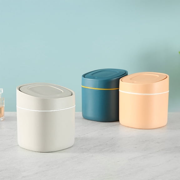 RFUGUG Compact Desktop Trash Can with Lid - Stylish & Space-Saving Waste Basket for Office, Bathroom, Countertop - Perfect for Tea Bags, Gum, Paper Scraps - Easy to Clean