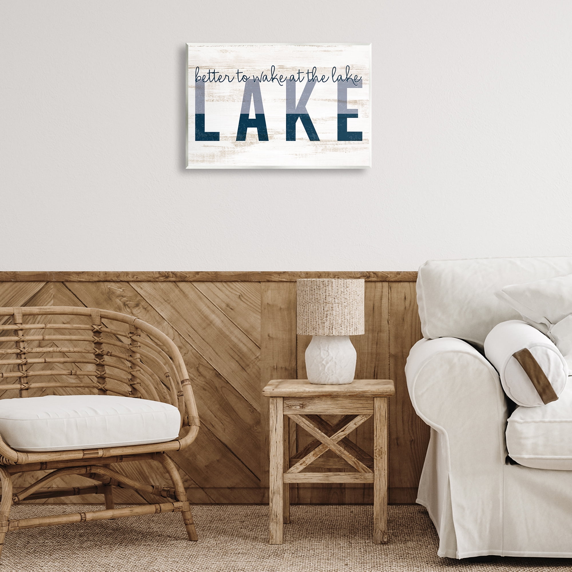 Stupell Industries Wake at Lake Rustic Text & Numbers Painting Unframed Art Print Wall Art, 19 x 13