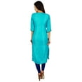 thumbnail image 4 of Bimba Women Blue Chic Style Tunic Indian straight Kurta Kurti With Hand-Beaded Work Top Blouse, 4 of 7