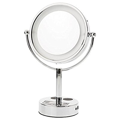 Danielle Chrome Led Lighted 2 Side Swivel Vanity Make Up Mirror With Danielle Chrome Led Lighted 2 Side Swivel Vanity Make Up Mirror With 10x Magnification