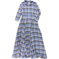 thumbnail image 1 of Ralph Lauren Maxi vestido de camisa a cuadros para mujer, azul, mediano, 1 of 1