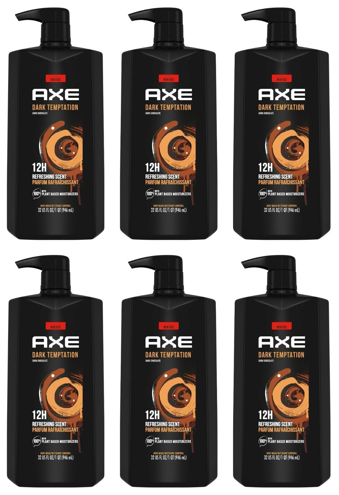 Axe Dark Temptation Body Wash for Men w/Pump Dark Chocolate Scent