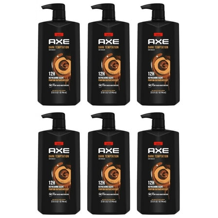 Axe Body Wash Shower Gel, Dark Temptation Chocolate, 33.8 Ounce (Pack of 6)