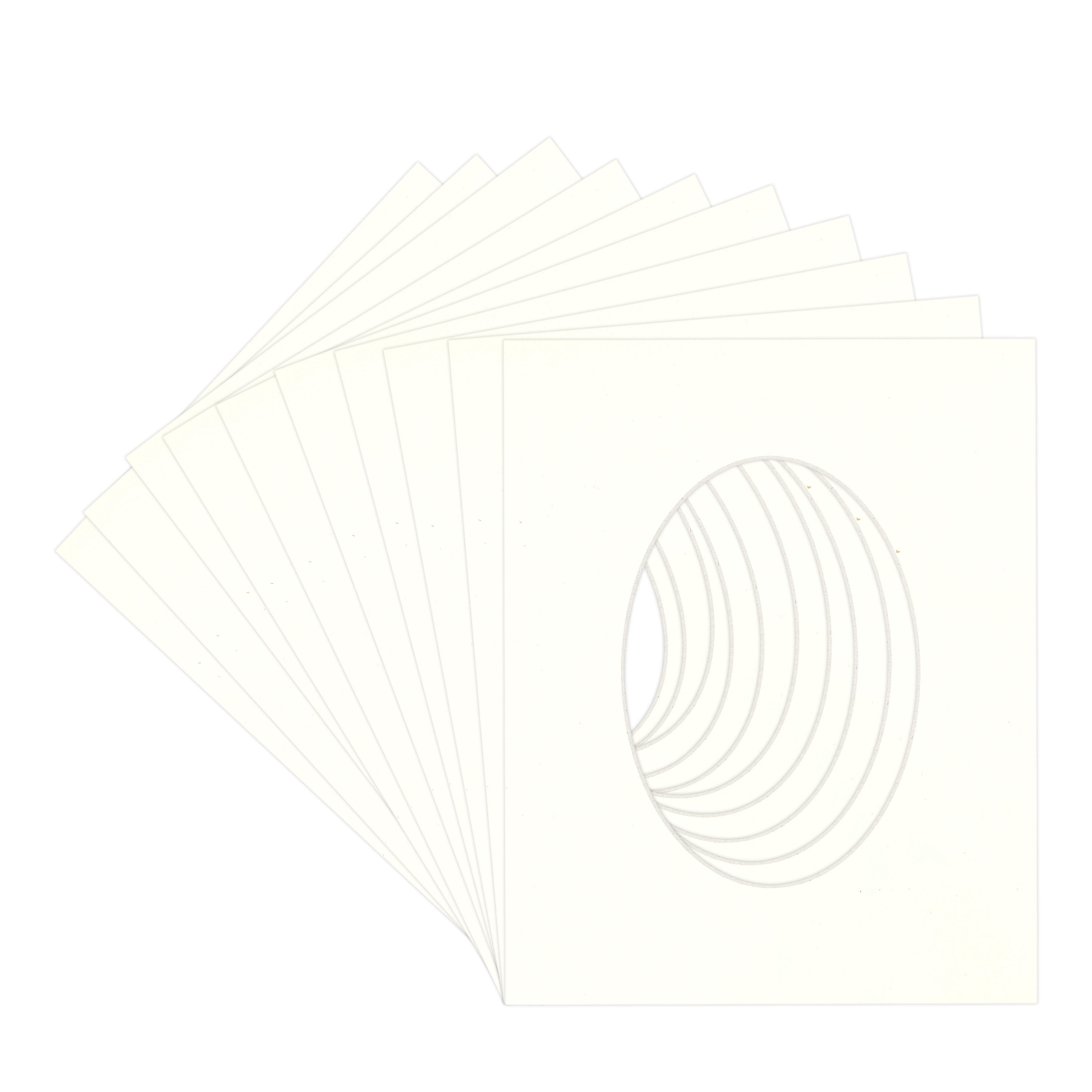 Antique White Picture Frame Mat for 18x24 Frames - Oval Opening for 15x20 Photos - 10 Mats