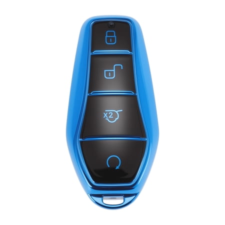 Unique Bargains 4 Buttons Key Fob Shell Cover Case for BYD Atto 3/Sealion/Han/Tang/Dolphin/Seal TPU Blue 1 Pcs