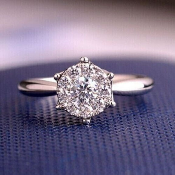 2CT Lab Created Diamond Round Cut Women's Engagement Ring 14K White Gold Plated