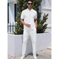 thumbnail image 6 of Men's Quarter Zip Short Sleeve Top & Jogger Pants 2 Piece Outfit White L, 6 of 7
