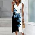 thumbnail image 2 of WTOBBY Women's Spring Summer Elegant Wrap V-Neck Floral Boho Beach Dress Flowy Ruched Hawaiian Maxi Dress with Lightweight Material for Vacation and Resort Wear,Royal Blue 2XL, 2 of 5