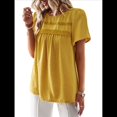 thumbnail image 2 of Blusas de Verano para Mujer, Cuello Redondo, Corta, Blusas Casuales de con Dobladillo de Encaje Fluido, Ropa de Moda 2025 Amarillo S, 2 of 10