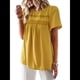 thumbnail image 2 of Blusas de Verano para Mujer, Cuello Redondo, Corta, Blusas Casuales de con Dobladillo de Encaje Fluido, Ropa de Moda 2025 Amarillo S, 2 of 10