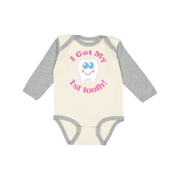 Inktastic I Got My 1st Tooth Girls Long Sleeve Baby Bodysuit