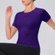 thumbnail image 5 of Camiseta de Manga Corta de Yoga para Mujeres Color Sólido Moda Casual Respirable Apretado Deportivo de Alta Elasticidad Camiseta de Carrera de Manga de Raglan Cuello Redondo Top de Manga Corta de Muj, 5 of 8