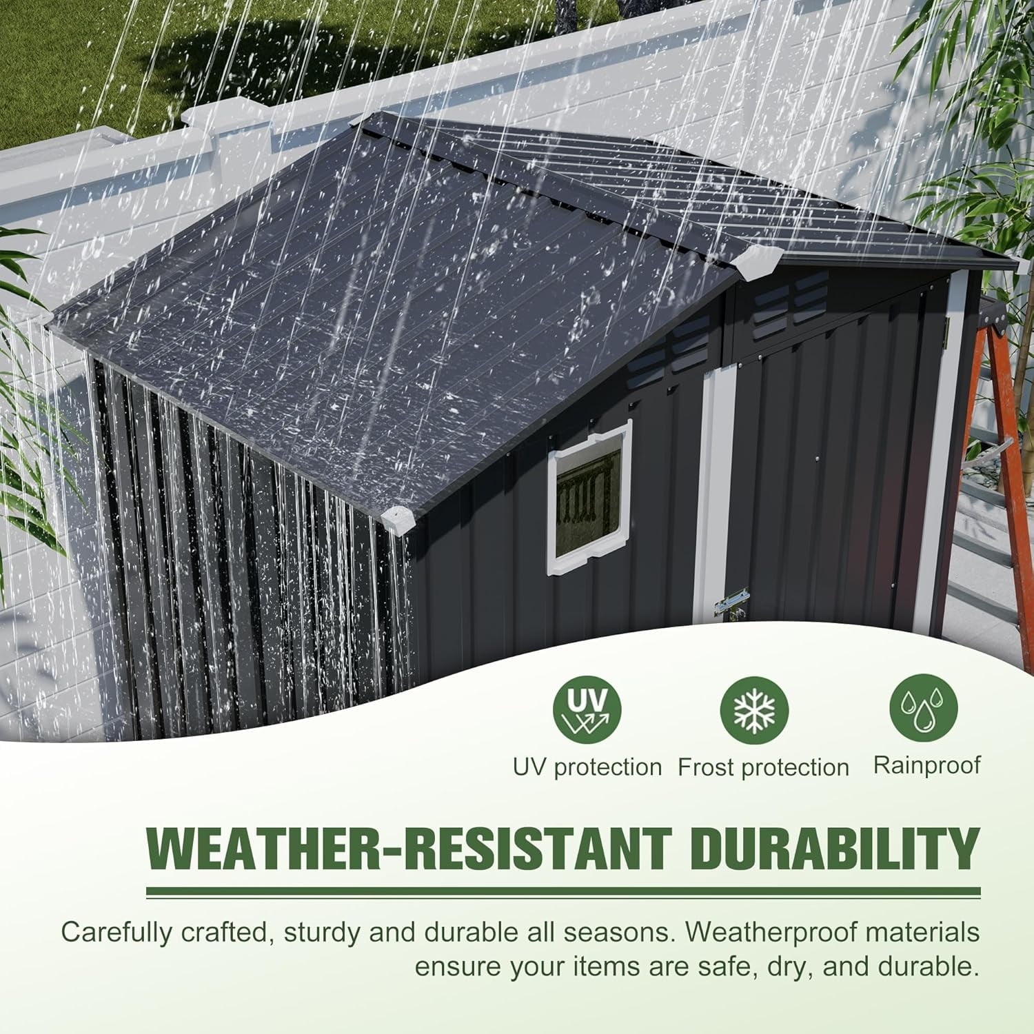 4×6 Ft Metal Outdoor Storage Shed,Waterproof with Lockable Door for Backyard, Patio, Garden, Dark Grey