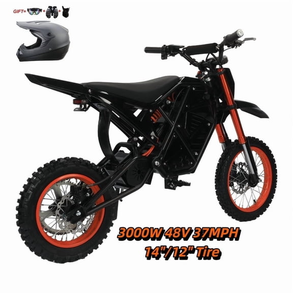 37MPH Top Speed 3000W Dual Motor E-TrailX Electric Dirt Bike for Teens,14"/12"Tire,48V23AH 1100Wh 90 miles long ranges,Dual Hydraulic Brakes,Full Suspension Mountain Off-Road Ebike for Adults UL2849
