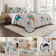 thumbnail image 6 of Queen Quilt Set 90''x96'', Teal Orange Boho Lightweight Summer Bedspread Coverlet Set with 2 Pillow Shams, Middle Century Geometric Abstract Breathable All Season Quilt Bedding for Bedroom/Guest Room, 6 of 9