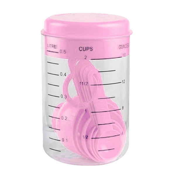 Juego de tazas y cucharas medidoras con escala, té, café, utensilios para hornear Rosa claro Sunnimix Cucharas de medir de cocina