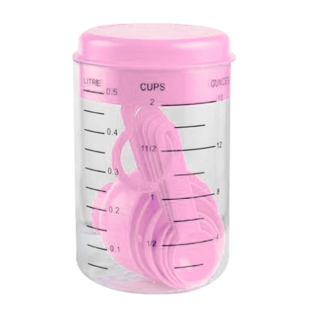 Juego de tazas y cucharas medidoras con escala, té, café, utensilios para hornear Rosa claro Sunnimix Cucharas de medir de cocina
