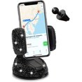thumbnail image 1 of Soporte universal para teléfono celular para coche con diamantes de imitación ajustable de 360° con una base de ventilación más, decoración interior de cristal para coche (negro), 1 of 5