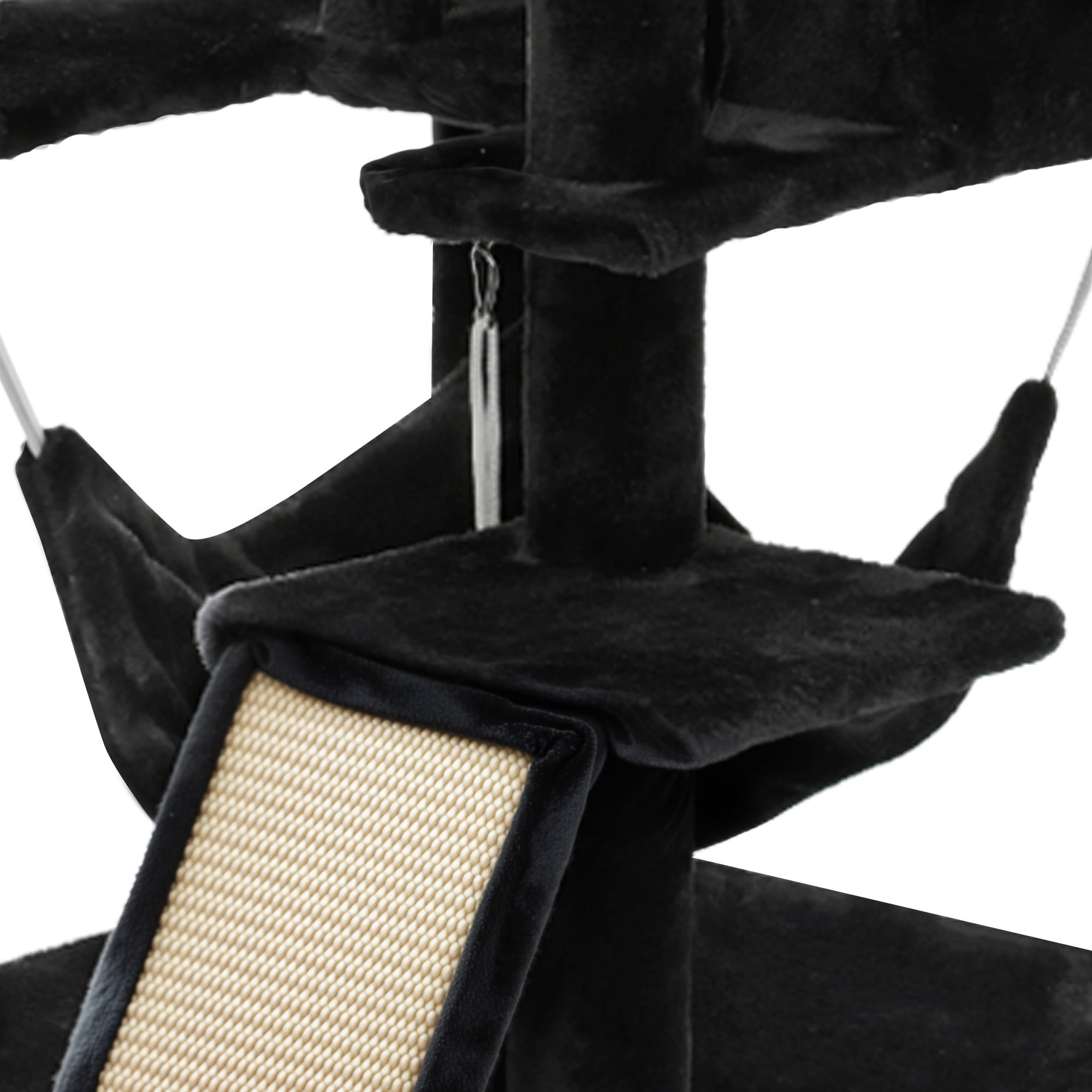 Uforic 75" Cat Tree for Large Cats Multi Level Play Tower Condo with Scratching Posts, Top Perches, Hammocks, Black
