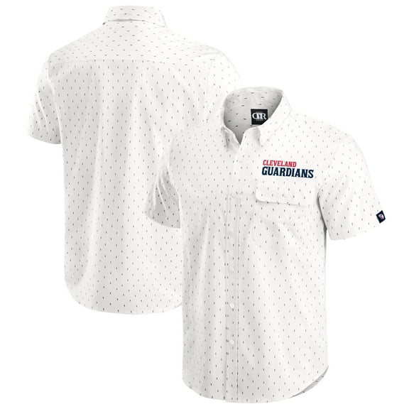 Men's-Darius Rucker Collection by Fanatics Cream Cleveland Guardians Printed Button-Down Shirt