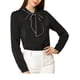 thumbnail image 5 of Blusa de trabajo de manga larga con botones y cuello atado para mujer INSPIRE CHIC, color negro, talla M, 5 of 8