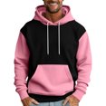 thumbnail image 2 of QHRMKOG Mens Hoodies Pullover Casual Color Block Hooded Sweatshirts Relaxed Fit Long Sleeve Drawstring Hoodie Autumn Warm Top with Pockets Pink XL, 2 of 5