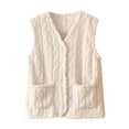 thumbnail image 2 of Women's Pocketed Fleece Sleeveless Jacket Vest Short Winter Button Front Solid Color, 2 of 7