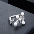 thumbnail image 4 of Leaf Simulated Pearl Adjustable Wrap Ring for Women 925 Sterling Silver Ginger Lyne Collection, 4 of 6