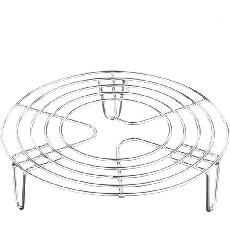 Triani 6 inch Stainless Steel Insert Rack Silver Cooking Stand Steamer Insert Cake Rack Round Steaming Rack Steamer Insert for Cooking Pots Cooling