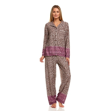 

Lati Fashion Women Sleepwear Pajamas Female Long Sleeve Button Down Pajamas set Purple XL