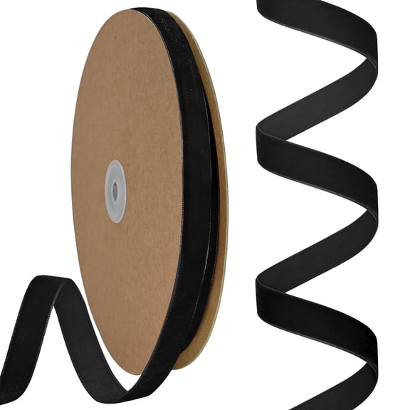 5/8" Wide x 25 Yards Velvet Ribbon, Vintage Velvet Ribbons black
