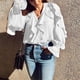 thumbnail image 4 of Blusa con volantes y cuello en V para mujer - Manga abullonada, gasa, camisa informal elegante, 95 % poliéster, tallas S-XXXL, 4 of 6