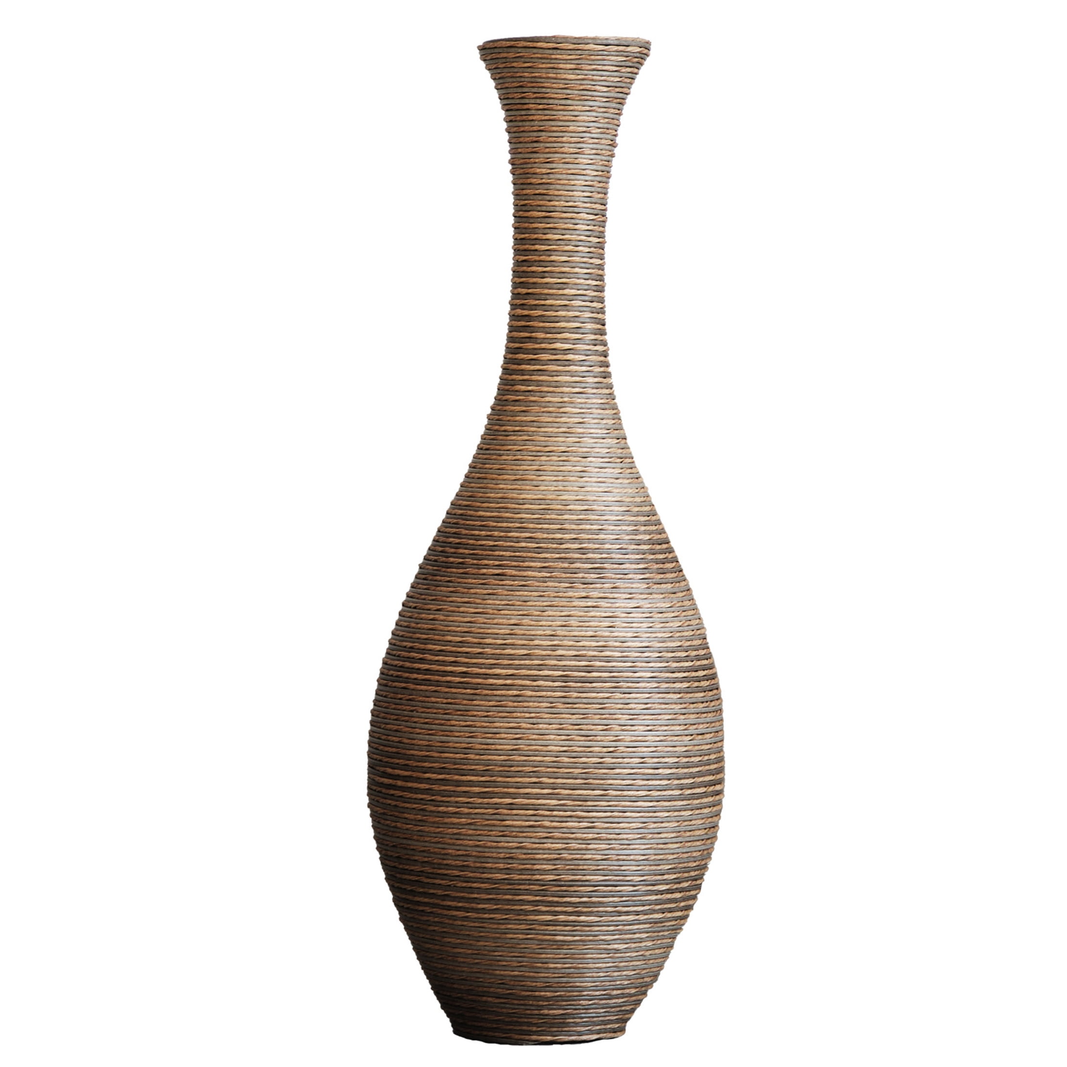 Noble House 39.37" Tall PVC Rattan-Look Floor Vase, Hand-Woven Decorative Vase for Home Decor, Beige+Gray