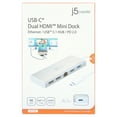 thumbnail image 2 of j5create JCD381 USB-C Mini Dock- Type C Hub with 2X 4K HDMI, 2X USB 3.0, Ethernet, Power Delivery 2.0, 2 of 6