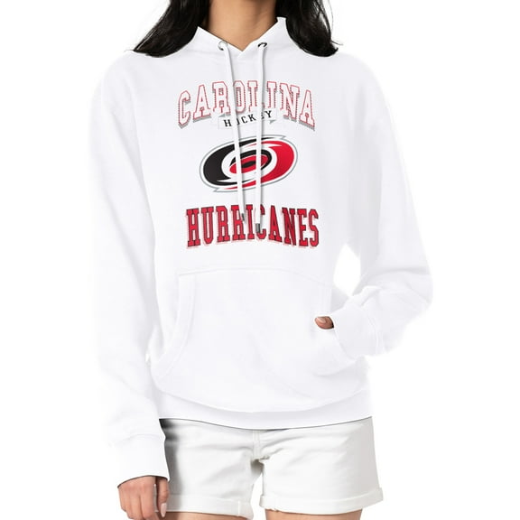 Women's G-III 4Her by Carl Banks White Carolina Hurricanes Team Logo Tri-Blend Fleece Pullover Hoodie
