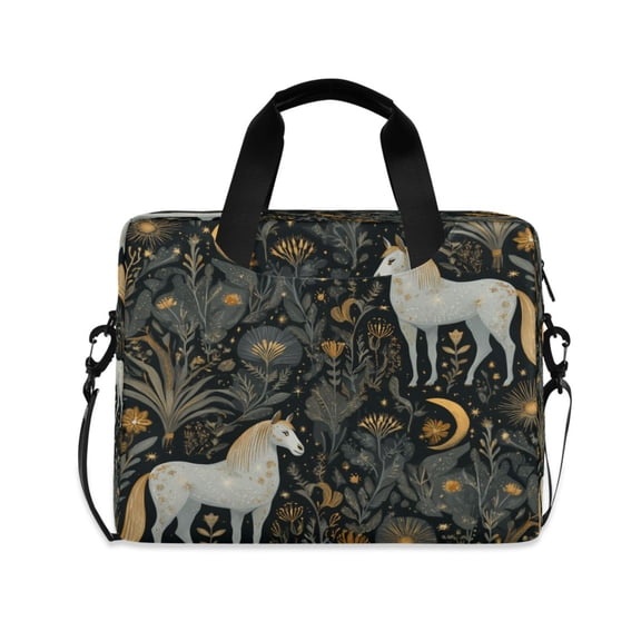 16inch Laptop Briefcase, Business Laptop Bag with Detachable Strap & Padded Compartment, Water-Resistant Polyester,Horses