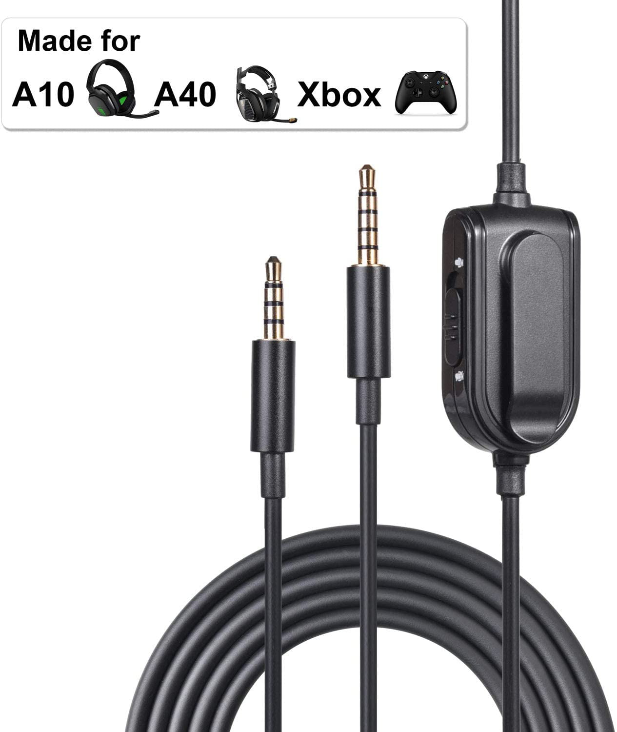 A10 A40 Replacement Cord VILUME Ps4 Controller Astro a40 Wire 6.5 Feet Black A10 Headset Cable 2.0M Astro A40TR Inline Mute Cable Cord for Astro A10/A40 Gaming Headsets/Xbox One 