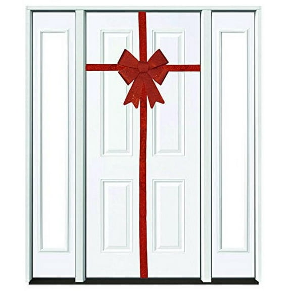 Bow with Ribbon Set Gift Wrap a Door Christmas, Holiday Decoration (Red, 14.17 X 18.89 inches)