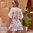 thumbnail image 4 of Colorful Donut Print Pattern Cover Ups Dresses Women Summer Dress Vintage, 4 of 6